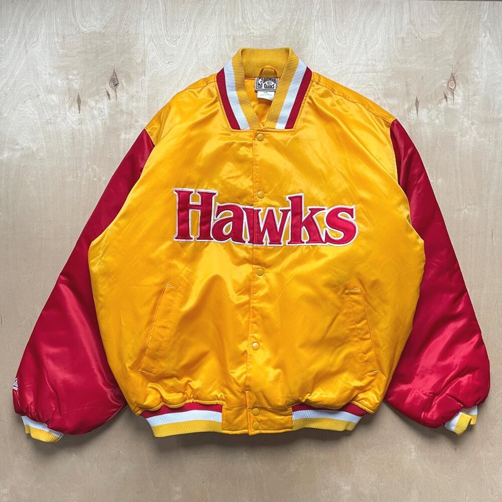 Vintage Y2K Atlanta Hawks NBA Quilted Bomber Jacket / Size Men's XXL